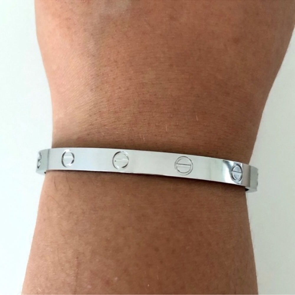 Screw Cuff Bangle Bracelet Silver